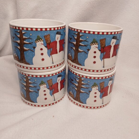 4 Cups and Saucer Sets Sakura Debbie Mumm Vintage 1997 Stoneware Christmas - Picture 5 of 16